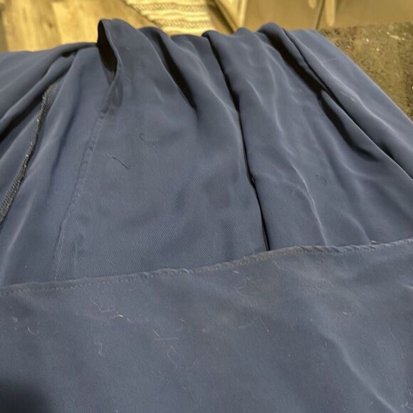 Farrow Navy Blue Puff Sleeve Tulip Hem V-Neck Maxi Dress Size Small Fair Cond - Picture 9 of 9